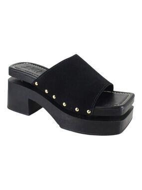 Zigi New York Jude Sandals - Black Suede Chunky Platform Clog Slides sz 37